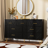 JOZZBY Dresser for Bedroom, 7 Drawer Black Wooden Dresser with Gold Handles, Modern Storage Dressers & Chests of Drawers for Hallway, Entryway JOZZBY