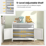 LOKO Buffet Cabinet with Storage, Freestanding Kitchen Cabinet with Adjustable Shelf, Storage Sideboard Console Table, 45 x 20 x 36 inches (White) LOKO