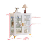 Kings Brand Furniture Modern White Buffet Display Curio Cabinet with Glass Doors and Adjustable Shelves Kings Brand Furniture