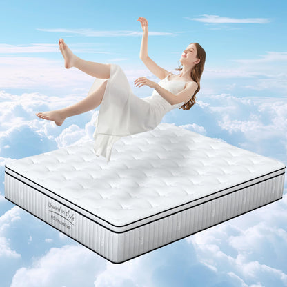 Schow Life 10 inch Hybrid Mattress Queen Size,Medium Firm Mattress with Memory Foam and Pocket Springs,Breathable Cover 10 inch Queen Bed Queen Mattress in a Box,60"X80"X10"