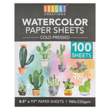 Bright Creations 100 Sheets Cold Press Watercolor Paper for Artists and Beginners - 8.5 x 11 in Pack, Paint Paper for Watercolor Bright Creations