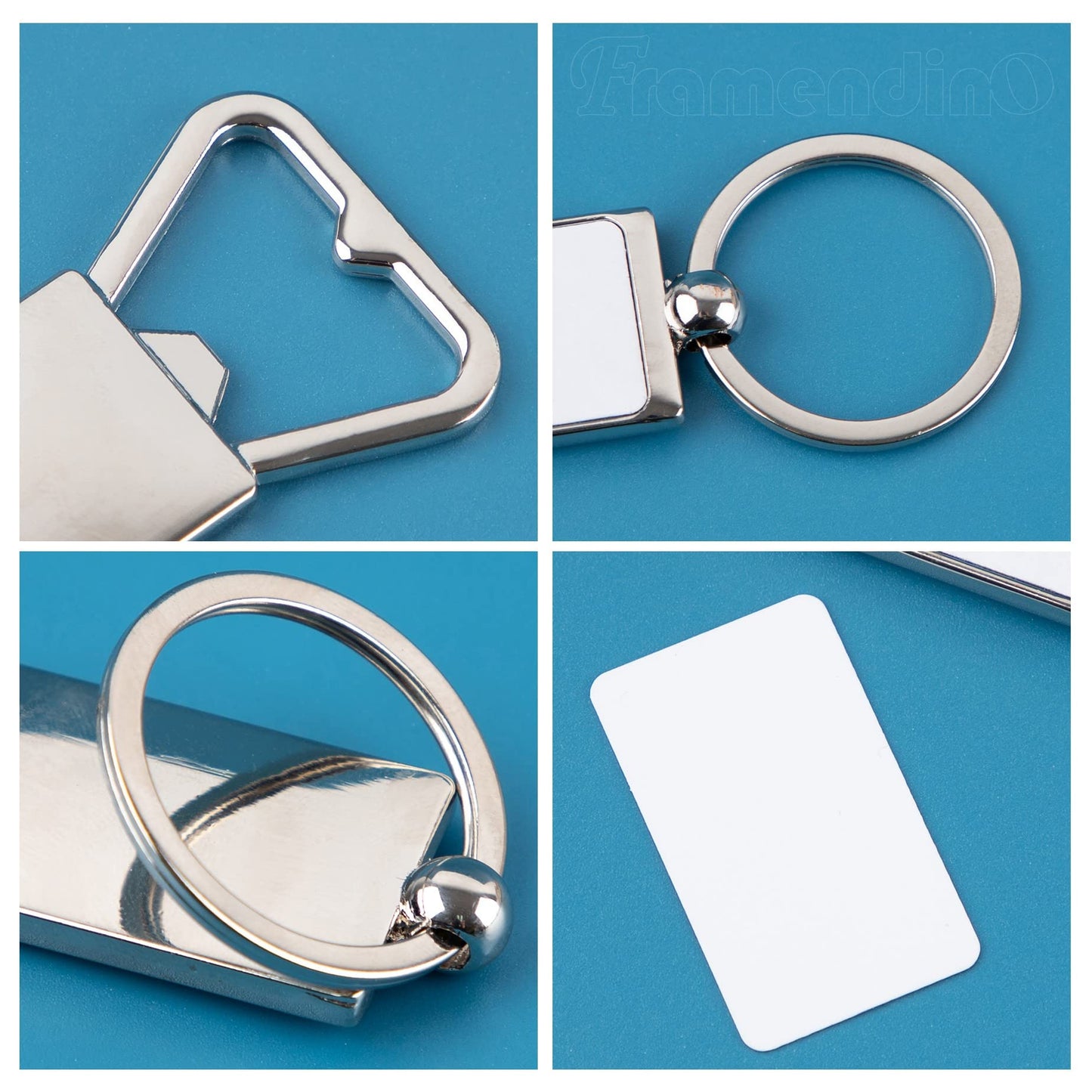 Framendino, 10 Pack Sublimation Blanks Keychains Metal Bottle Opener Transfer Sublimation Key Rings