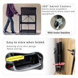 Lumizone 3-Tier Foldable Rolling Tool Cart with Wheels, Utility Cart with Pegboard for Garage Organizer and Tool Storage, Power Tool Storage Cart on Wheels (Tool Cart) lumizone