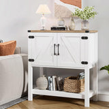 Cheersstar Farmhouse Console Table with 2-Door Cabinet, Coffee Bar, Entryway Table with Storage Shelf, Sofa Tables Buffet Sideboard for Kitchen, Hallway, Dining, Living Room, White Cheersstar