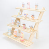 Gonice 4 Tier Wooden Display Riser, Tiered Wood Earring Display Stand, Cupcake Stand, Countertop Merchandise Display Stand for Selling Gonice
