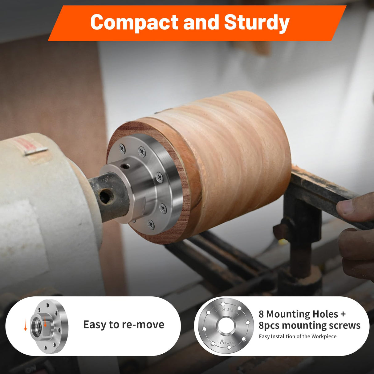 HAowosi 3" Steel Wood Lathe Faceplate,Faceplate for Wood Lathe,Lathe Face Plate Fit for 1" x 8TPI Spindle without Screwchuck HAowosi