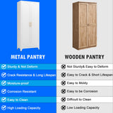 Polup White Kitchen Pantry Cabinet, 75" Tall Metal Pantry Storage Cabinet with Doors and Adjustable Shelves, Food Pantry Cabinets with Handle, Freestanding Cupboard for Living Room-Assemble Required Polup