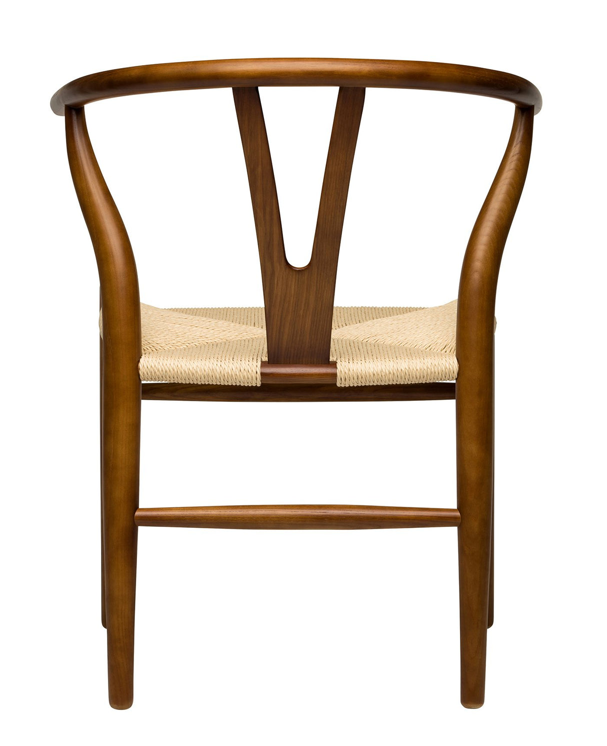Laura Davidson Furniture Hans Wegner Wishbone Style Chair for Office with Arm Rest, Woven Cord Seat, Walnut with Natural Cord Laura Davidson Furniture