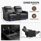 Neptane Power Reclining Loveseat with Console/Wireless Charging, Power Loveseat Recliner Sofa with Power Headrest/LED Light/Armrest Storage, Wall Hugger Reclining Loveseat(Dark Grey, 2 Seater) Neptane