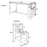 5 Pieces Counter Height Wooden Bar Table Set with 3-Tier Shelf and 4 Chairs, Rustic Farmhouse Dining Table Set for 4, Gray Harper & Bright Designs