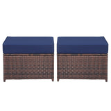 Hoffeorrad Outdoor Ottoman Rattan Footstool - Patio Ottomans with Removable Cushion, All-Weather PE Wicker & Steel Frame for Poolside, Garden Outdoor Furniture,23.6 x 21.7 x 17.8 inches, Brown 2 Pcs Hoffeorrad