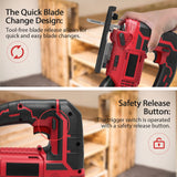 Irfora Jig Saw 20V Cordless Jigsaw for Woodworking with 4 Orbital Settings 2700 SPM 10-Piece T-Shank Blade Set 2.0 Ah Battery Fast Tool-Free Blade Clamp 45° Adjustment LED Light Parallel Saw Irfora