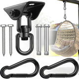 Hammock Hanging Kit, Hanging Chair Hardware 360° Swivel 1200 lb Capacity, Porch Swing Mounting Hardware, Hammock Chair Hanging Kit for Boxing Bag, Tree Gym (Black) Gelury