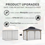 BPS 12' x 14' Gazebo Universal Mosquito Netting Screen Replacement, 4-Panel Screen Walls with Double Zippers for Outdoor Patio, Gray (Mosquito Net Only) BPS