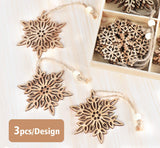 ilauke 12pcs Wooden Snowflakes Decorations 3 inch Christmas Ornaments Wood Hanging Ornament Rustic Farmhouse Christmas Craft Supplies ilauke