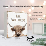 Nrleey Highland Cow Bathroom Decor - Hello Sweet Cheeks Bathroom Decor, Rustic Western Bathroom Wood Sign, Highland Cow Decor, Western Bathroom Sign, 5 X 5 Inches Nrleey