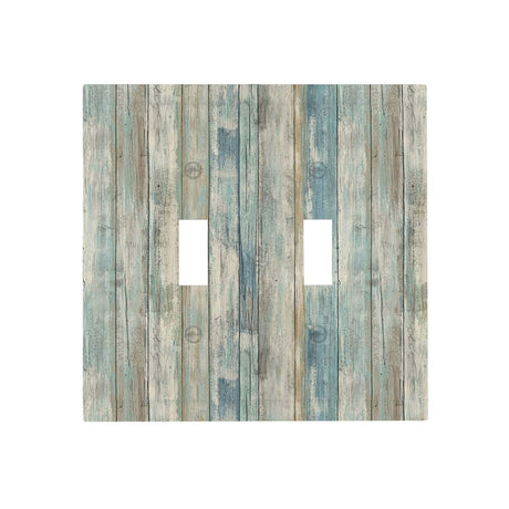 Spshian Tea Vintage Wood Plank Distressed Grain Rustic Shiplap Board Double Toggle Light Switch Cover Decorative 2-Gang Wall Plate Cover Dual Device Electrical Switchplate for Farmhouse Bathroom Decor Spshian