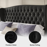 LUXOAK Adjustable King Bed Frame with Tufted Headboard and Wingback, Smart Adjustable Bed Base with Dual Motor & Remote Control, Velvet Upholstered Electric Bed Head Incline/No Box Spring Needed/Black LUXOAK