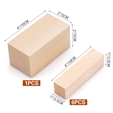 7 Pcs Basswood Carving Blocks,Wood Carving Blocks Set,2 Different Size Whittling Wood Blocks for Craft Carving Wooden Blocks,4x1x1 and 4x2x2 Inch Bass Wood, for Wood Carving Wood Crafts SOKOSEY
