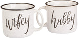 CAM N HONEY Farmhouse Hubby and Wifey Funny Campfire Couples Coffee Mug Set | 14oz Ceramic Mugs | Perfect for Husband and Wife CAM N HONEY