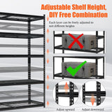 Heavy Duty Garage Shelving Units,5-Tier Adjustable Storage Shelves,60 in L x 24 in W x 72 in H,Loads 2000 LBSS,Adjustable Garage Storage Shelving, Metal Storage Utility Rack Shelf Unit Garvee