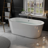 Empava 59” Acrylic Freestanding Bathtub Contemporary Stand Alone Soaking Tub with Overflow and Drain, FT1505, Luxury White Empava