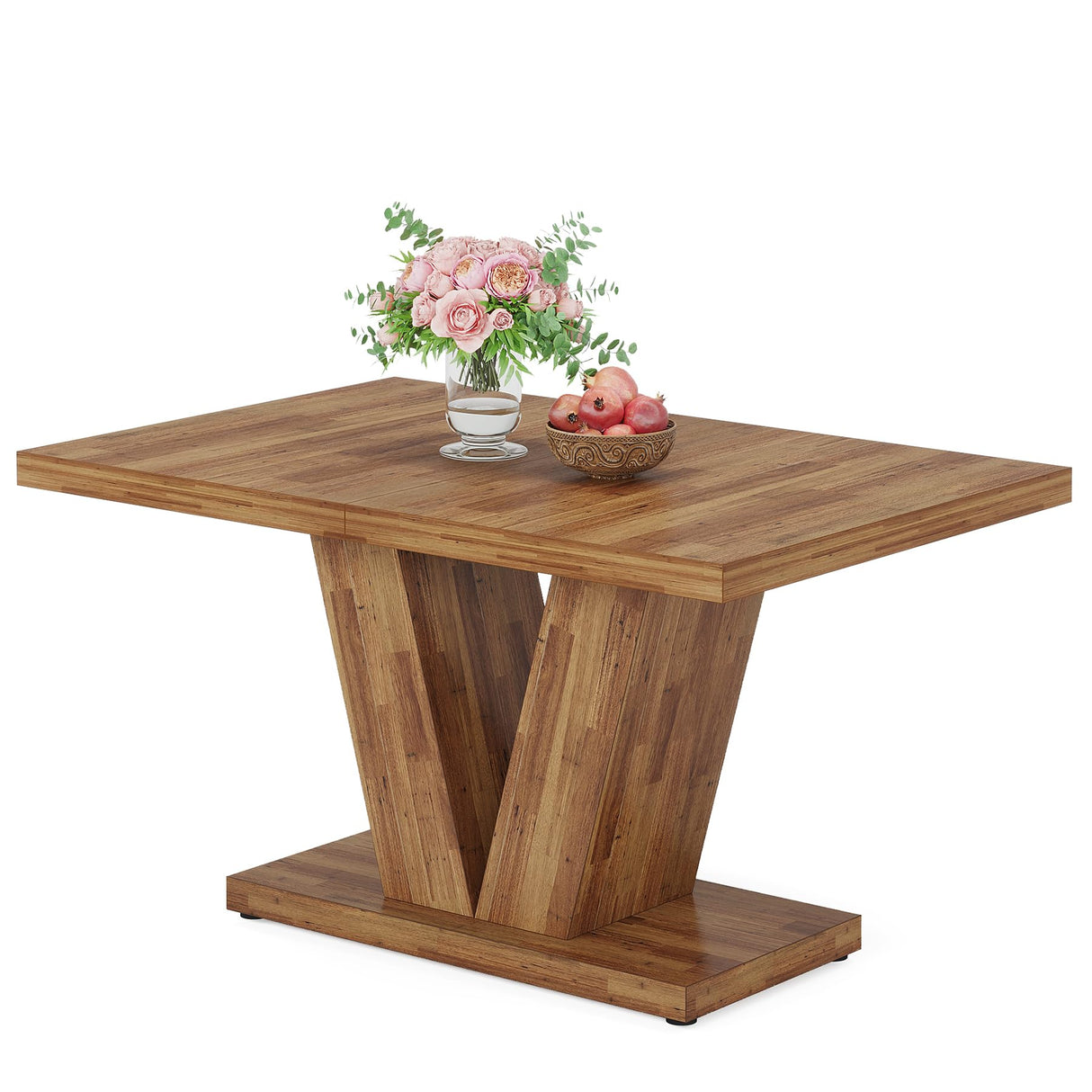 Tribesigns 47-Inch Dining Table for 4, Walnut Brown Kitchen Dinner Table with Heavy Duty Pedestal, Farmhouse Wooden Eating Table for Home, Dining Room, Small Space Tribesigns