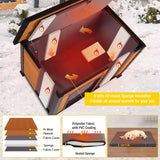 Aivituvin Dog House Outdoor & Indoor Wooden Dog Kennel for Winter with Raised Feet Weatherproof for Small & Medium & Large Dogs,Unique All-Around Iron Frame (Brown, M) Aivituvin