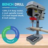 Drill Press, Benchtop Drill Press, High-Performance 8 Inch 5 Speed Benchtop Drill Press,0-45° Tiltling Tabletop Drilling,2.9 Amp for Wood, Metal, and Plastic (8 Inch) SINAIERHK