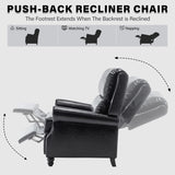 UIXE Pushback Recliner Chairs Set of 2, PU Leather Armchair Push Back Accent Chair, Rivet Trim Club Chair Home Theater Overstuffed Single Sofa Reading Seat for Living Room, Black UIXE