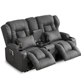 SAMERY 65.5" RV Loveseat Recliner Double Recliner RV Sofa & Console | Wall Hugger Loveseat Reclining RV | RV Theater Seats | RV Couch | RV Home Theater Seating Furniture (Fabric Gray) SAMERY