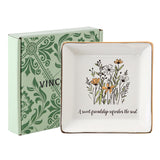 VINCOMIC Friendship Christmas Gifts for Women Friends, Ring Trinket Dish, Jewelry Tray-A Sweet Friendship Refreshes the Soul, Ceramic White VINCOMIC