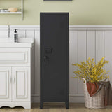 MIOCASA Metal Cabinet Home Office Storage Cabinets with Doors and Shelves Lockable 3 Door File Cabinet Organizer Coat Lockers for Kids (Black) MIOCASA
