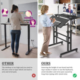 Enayplon Small Standing Desk with Wheels, Mobile Stand Up Desk, Portable Standing Table on Wheels for Walking Pad, Rolling Computer Desk Adjustable Height, Tall Table Enayplon