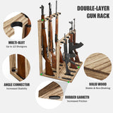 amoard Indoor Gun Racks, Wooden Free Standing Heavy Duty Shotgun Display Rack, Rifle Stand Organizer, 12 Rifles Storage Holder Wood Gun Rack (Carbonized Black) amoard