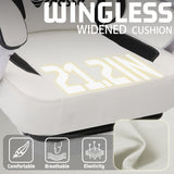 Vonesse Gaming Chair, Computer Chair Fabric with Pocket Spring Cushion, Office Chair with Footrest and Massage Lumbar Support, Reclining Gaming Chairs for Adults 250LBS (Beige White) Vonesse