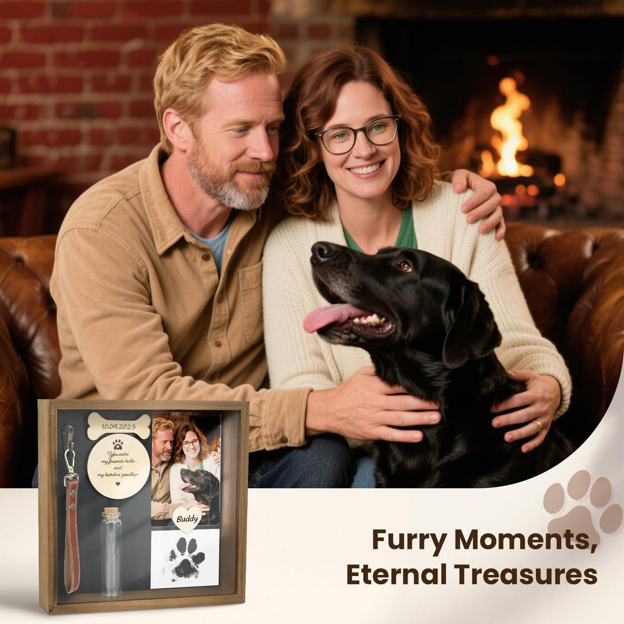 VavoPaw Pet Memorial Gifts for Dogs, 8.6'' Pet Memorial Shadow Box, Loss of Dog Sympathy Gift with Paw Print Kit, Fur Jar, Dog Passing Away Gifts for Tabletop Display & Wall VavoPaw