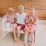 Sweet Home from wood Montessori Wooden Kids Play Table Set, Toddler Table Set or Preschool Learning Table or Chair, Weaning Table, Kids Play Table (White Color Set 1 Table and 2 Chair) Sweet Home from wood