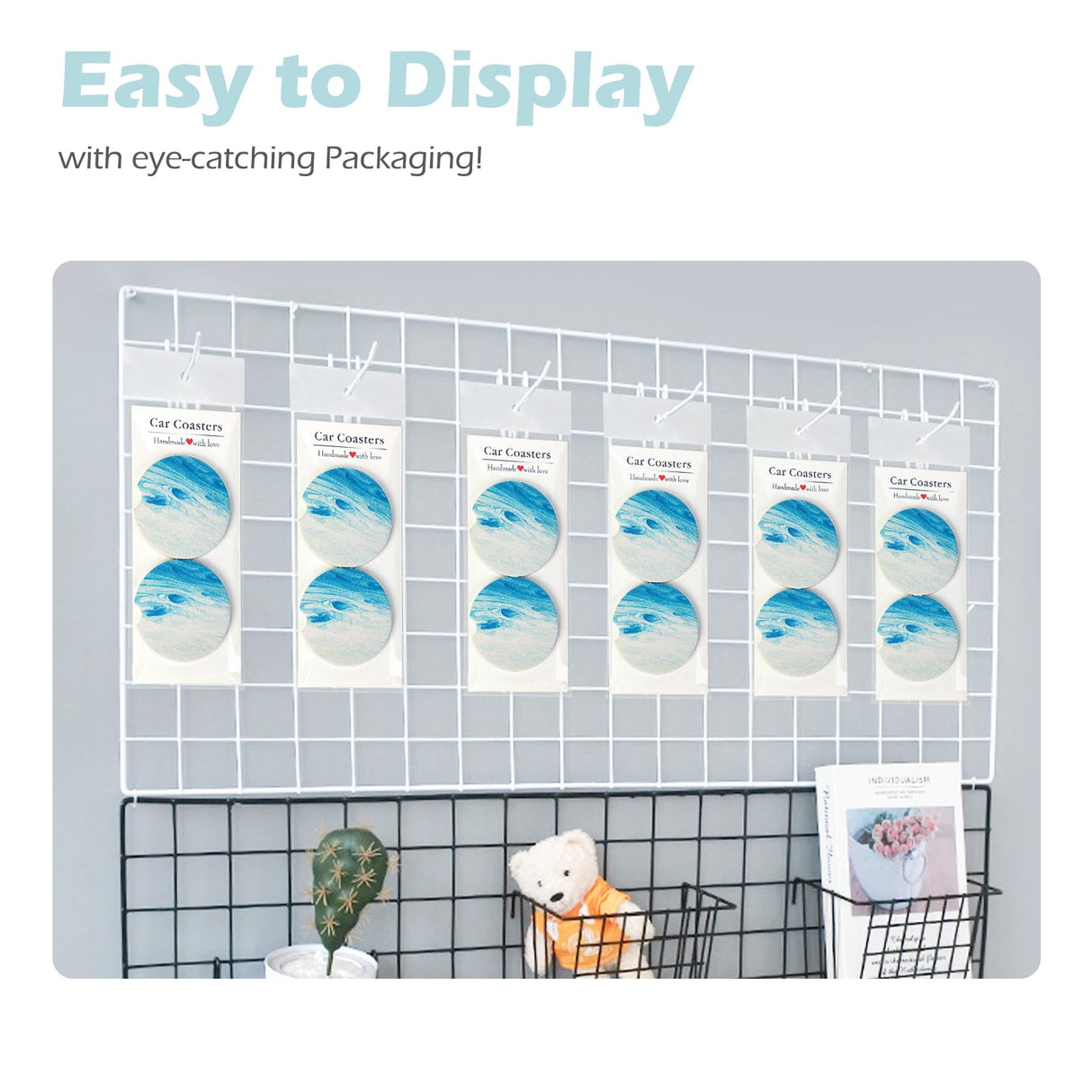 100Pcs Car Coaster Packaging for Selling, Sublimation Car Coasters Cards with 100pcs Bags Suitable for Business Packaging Display, Sublimation Car Coasters Cards for Selling WoodArtSupply