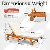 IDZO Upgraded Cushion Outdoor, 500lbs Capacity Patio Pool Loungers, Stackable and Foldable Design, Reclining Backrest, Federica Wood Chaise Lounge_Brown IDZO