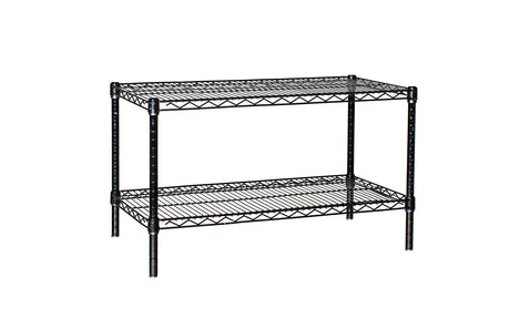Omega Shelving Storage | 2 Tier Starter Shelving Unit 12" Deep x 24" Wide x 36" High - 800 lb Weight Capacity per Shelf, Adjustable Wire Shelving, Tool-Free Assembly |Black Shelving Omega