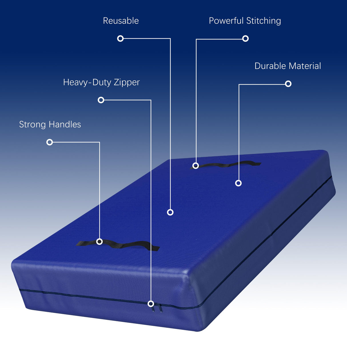 Cosy Family Mattress Bags for Moving with 8 Handles - 170GSM Extra-Thick Mattress Bag for Moving Supplies - Reusable Mattress Cover Protector Storage with Zipper, Blue, Full Cosy Family