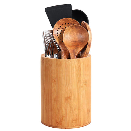 Bamboo Utensil Holder, Large Utensil Holders for Kitchen Counter, Bamboo Spoon and Chopstick Holder for Kitchen Decor, Flatware and Spatula Storage Organizer, for Countertop, Pantry and Bathroom SLNIHAMS
