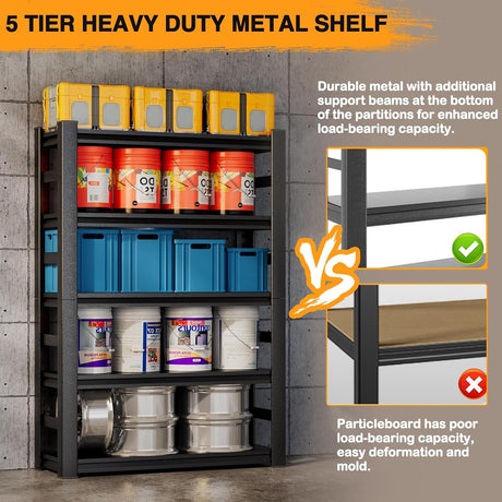 BEESTMUEBLE 72" H Garage Shelving Storage Shelves, Adjustable Metal Shelf and Shelf Units, Heavy Duty Garage Shelving for Warehouse, Basement, 35.4" W X 15.8" D X 72" H BEESTMUEBLE