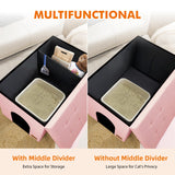 Zerbuger Cat Litter Box Enclosure Furniture for Odor Control, Hidden Cabinet Cats Litter Ottoman with Flip-Up Lid,Cat Litter Box Bench with Storage Space, Dog Proof (Pink, Large) Zerbuger