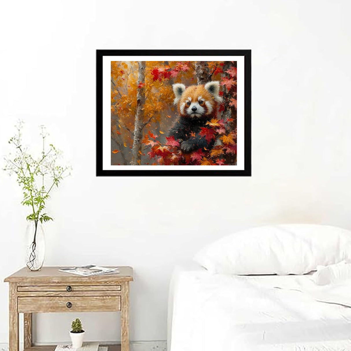 QACEYID DIY Paint by Number Kits for Adult Beginner, Red Panda Among Maples, Paint by Numbers Kits for Adults, Canvas Painting Gift Kit for Modern Home Wall Decor, 40x50cm QACEYID