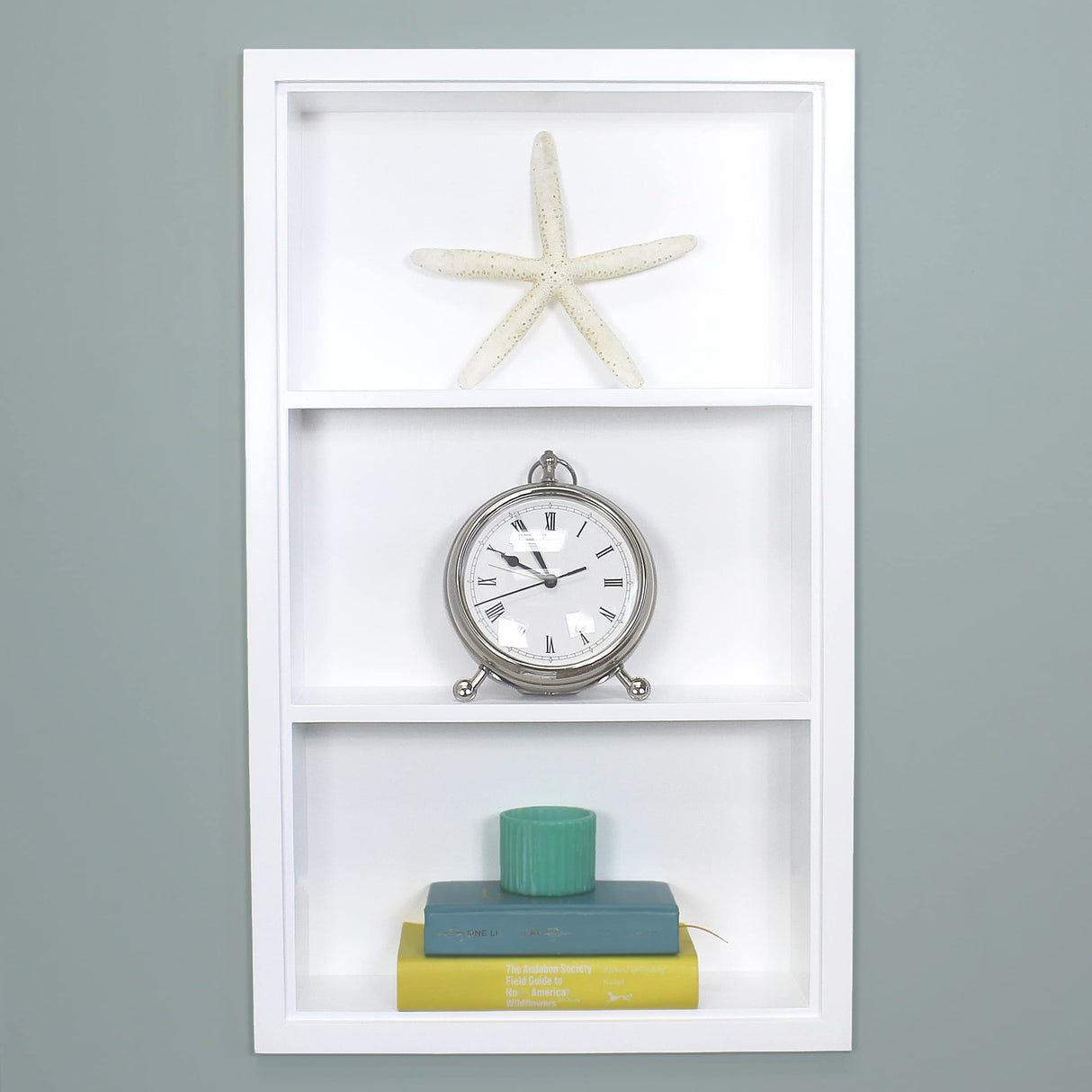 Fox Hollow Furnishings 14x24 Sloane Recessed Wall Niche Medicine Cabinet Replacement, in The Wall Bathroom Cabinet Insert Shelf/Shelves, Made in North America, Real Wood, NO MDF, White Plain Back Fox Hollow Furnishings