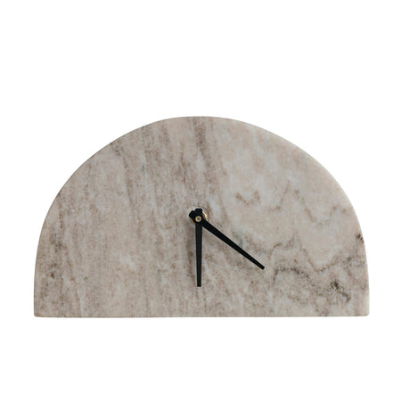 Bloomingville Decorative Half Moon Marble Mantel Clock, Beige and Black Bloomingville