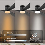 52 Inch Smart Low Profile Ceiling Fan,Solid Wood Ceiling Fan with Lights Remote,Outdoor Indoor Flush Mount,WIFI Alexa App Control,Quiet DC Motor,Dimmable,Modern Ceiling Fan for Bedroom Patio,Black Lorpies