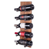 Rustic State Alicante Wall Mounted Reclaimed Wood Vertical Wine Rack Holder Shelf Organizer with Railroad Spike Cast Iron Hooks for 5 Bottles - Home, Kitchen, Dining Room Bar Décor - Walnut Rustic State